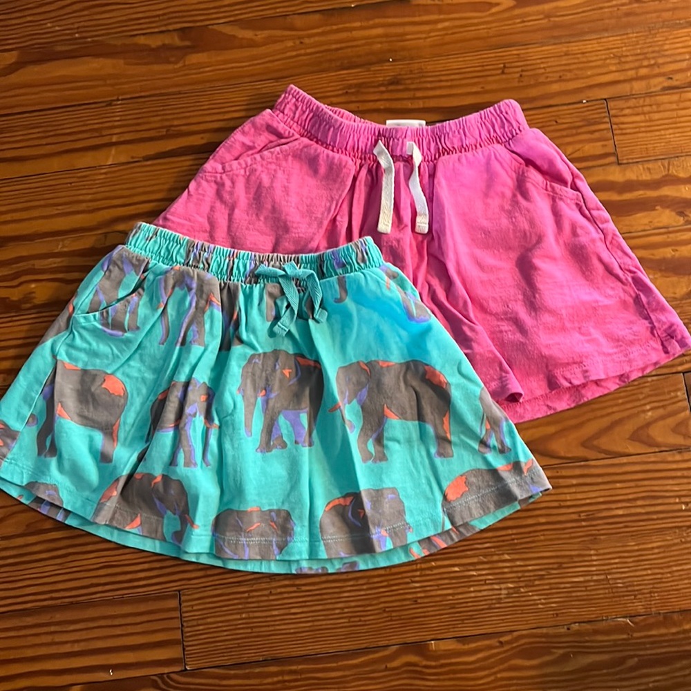 Bundle of Spotted Zebra Skirts - 3T - Pink and Teal Elephant Print - with shorts